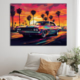 Pink And Black Muscle Car Melodies - Cars Off-Road Canvas Wall Art