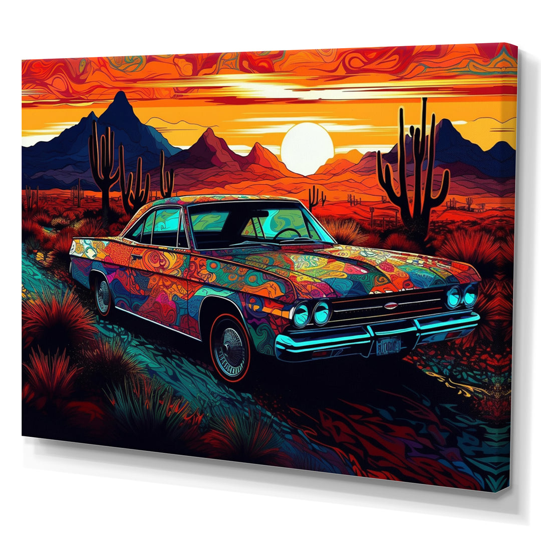 Orange And Yellow Muscle Car Melodies - Cars Off-Road Canvas Wall Art