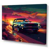 Green And Pink Muscle Car Melodies - Cars Off-Road Canvas Wall Art