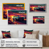 Green And Pink Muscle Car Melodies - Cars Off-Road Canvas Wall Art