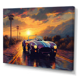 Blue And Yellow Vintage Classic Car - Cars Retro Canvas Wall Art