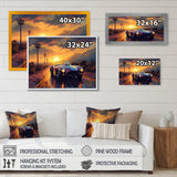 Blue And Yellow Vintage Classic Car - Cars Retro Canvas Wall Art