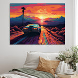 Orange And Blue Vintage Classic Car - Cars Retro Canvas Wall Art