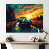 Green And Yellow Vintage Classic Car I - Cars Retro Canvas Wall Art