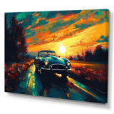 Green And Yellow Vintage Classic Car I - Cars Retro Canvas Wall Art