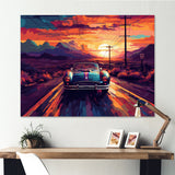 Orange And Purple Vintage Classic Car - Cars Retro Canvas Wall Art