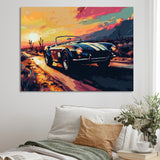 Blue And Yellow Vintage Car Charisma I - Cars Retro Canvas Wall Art