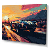 Blue And Yellow Vintage Car Charisma I - Cars Retro Canvas Wall Art