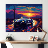 Blue And Purple Vintage Car Charisma - Cars Retro Canvas Wall Art