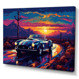 Blue And Purple Vintage Car Charisma - Cars Retro Canvas Wall Art