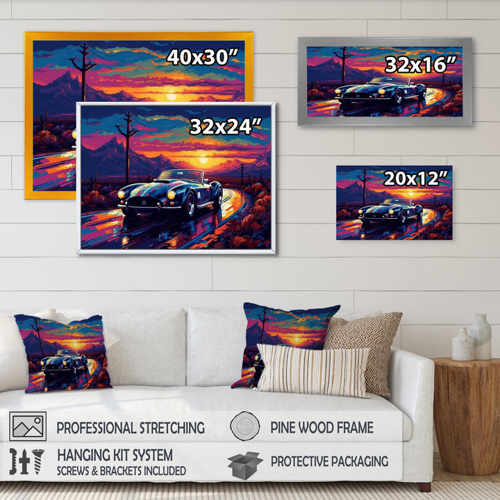 Blue And Purple Vintage Car Charisma - Cars Retro Canvas Wall Art