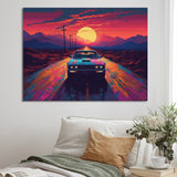 Pink And Blue Vintage Car Charisma - Cars Retro Canvas Wall Art
