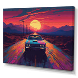 Pink And Blue Vintage Car Charisma - Cars Retro Canvas Wall Art