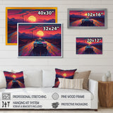 Pink And Blue Vintage Car Charisma - Cars Retro Canvas Wall Art