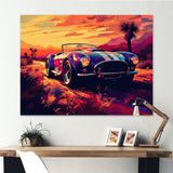 Blue And Pink Artistic Portrayals Of Muscle Cars - Cars Off-Road Canvas Wall Art
