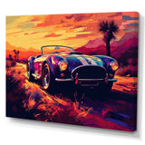 Blue And Pink Artistic Portrayals Of Muscle Cars - Cars Off-Road Canvas Wall Art