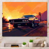Yellow And Purple Artistic Portrayals Of Muscle Cars - Cars Off-Road Canvas Wall Art