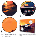 Yellow And Purple Artistic Portrayals Of Muscle Cars - Cars Off-Road Canvas Wall Art