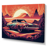 Orange And Purple Artistic Portrayals Of Muscle Cars - Cars Off-Road Canvas Wall Art