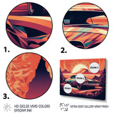 Orange And Purple Artistic Portrayals Of Muscle Cars - Cars Off-Road Canvas Wall Art