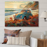 Green And Orange Vintage Charm Of The Beach Bug I - Cars Retro Canvas Wall Art