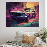 Pink And Green Exquisite Muscle Cars I - Cars Off-Road Canvas Wall Art