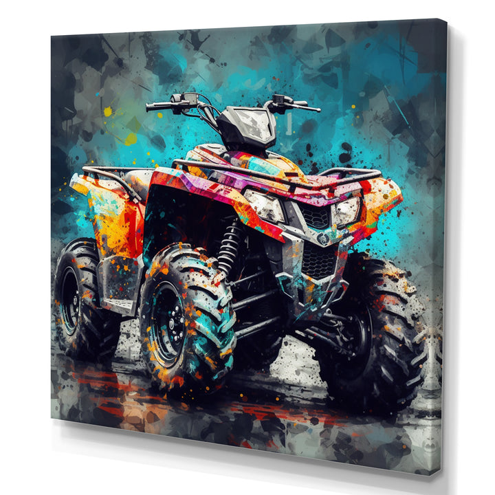 Green And Black Conquering Off road 4x4 - Motorcycle Canvas Wall Art