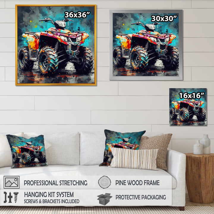 Green And Black Conquering Off road 4x4 - Motorcycle Canvas Wall Art