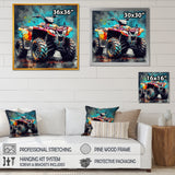 Green And Black Conquering Off road 4x4 - Motorcycle Canvas Wall Art