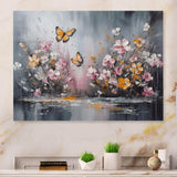 Flowers With White Butterflies II - Floral Canvas Wall Art