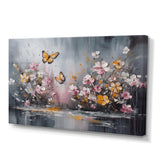 Flowers With White Butterflies II - Floral Canvas Wall Art