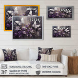 Purple And White Butterfly Wings And Flowers - Floral Canvas Wall Art