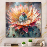 Orange Green Cactus Flower III - Floral Canvas Wall Art