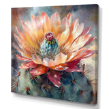 Orange Green Cactus Flower III - Floral Canvas Wall Art