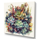 Green Red Cactus Scenery III - Floral Canvas Wall Art