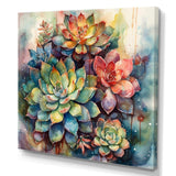 Green Red Cactus Scenery IV - Floral Canvas Wall Art