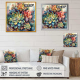 Green Red Cactus Scenery IV - Floral Canvas Wall Art