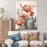 Red Desert Cactus - Floral Canvas Wall Art