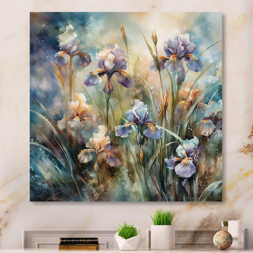 Purple Green Wild Iris I - Floral Canvas Wall Art