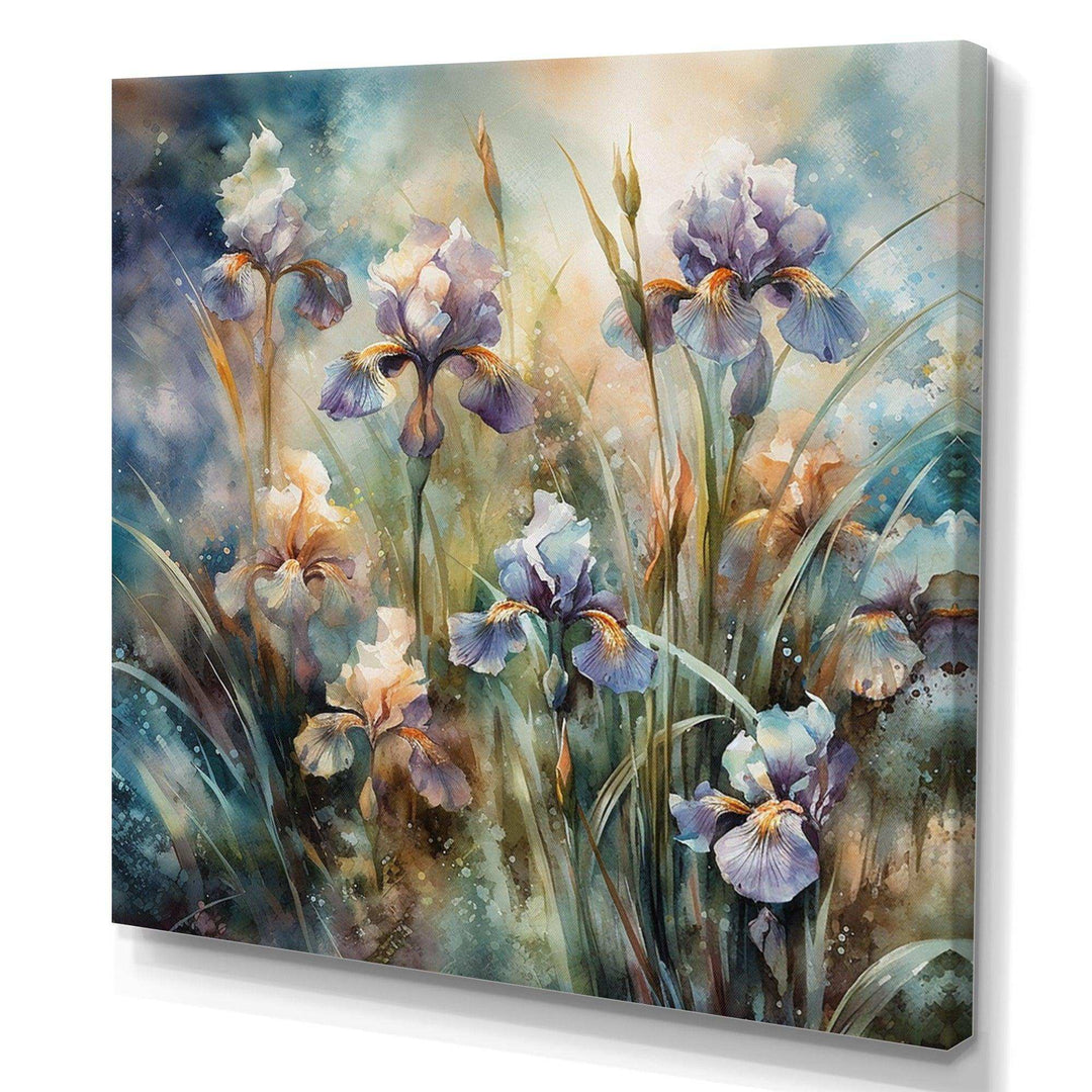 Purple Green Wild Iris I - Floral Canvas Wall Art