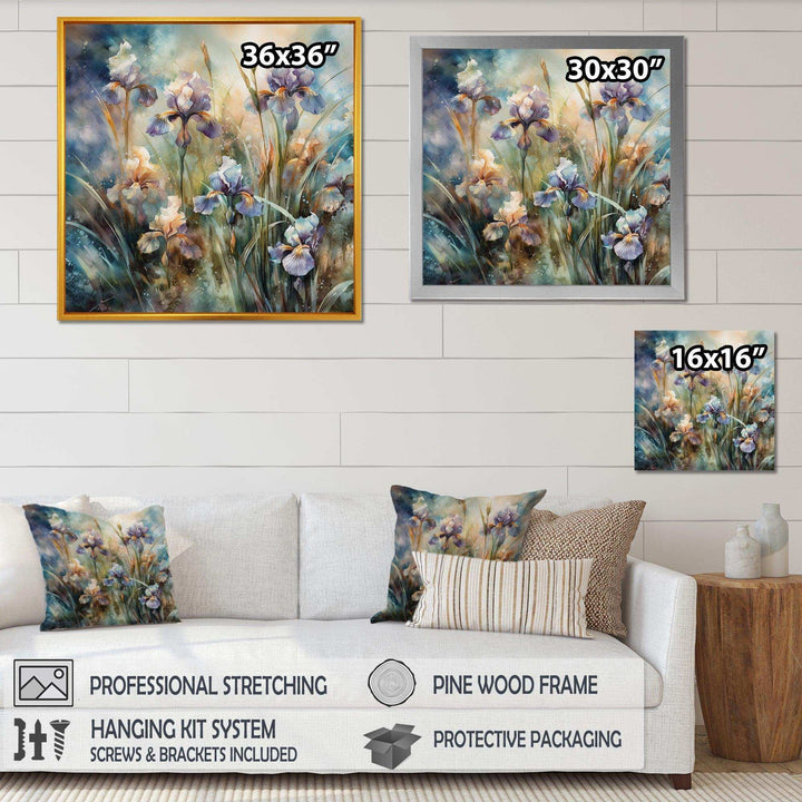 Purple Green Wild Iris I - Floral Canvas Wall Art