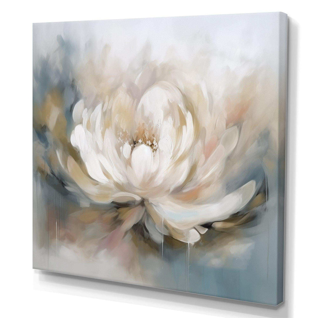 White Lotus Floral Melodies - Floral Canvas Wall Art