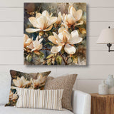 Cream Magnolia Symphony - Floral Canvas Wall Art