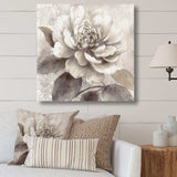 Grey Peonies On Branch II - Floral Canvas Wall Art