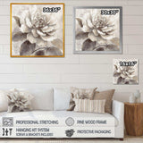 Grey Peonies On Branch II - Floral Canvas Wall Art