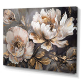 White Grey Peony Blooms In Motion IV - Floral Canvas Wall Art