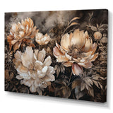 Cream Brown Peony Blooms In Motion - Floral Canvas Wall Art