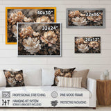 Cream Brown Peony Blooms In Motion - Floral Canvas Wall Art