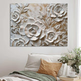 White Roses In Bloom - Floral Canvas Wall Art