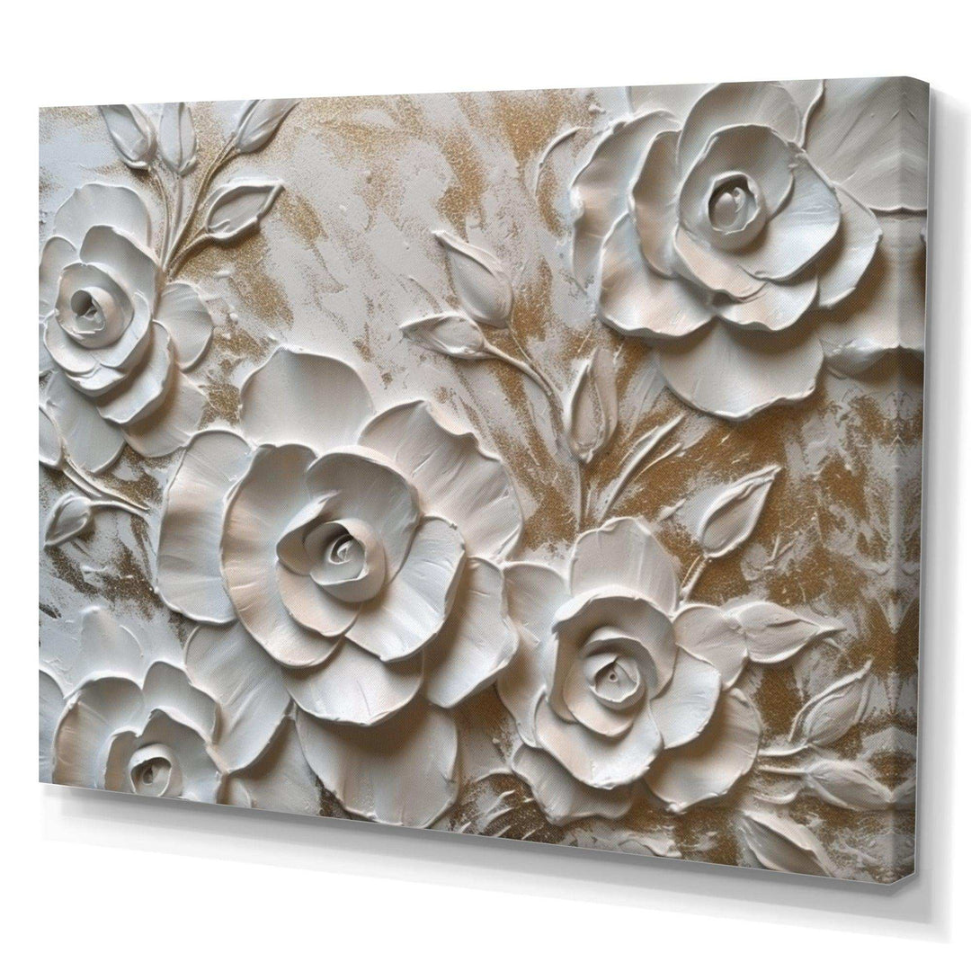 White Roses In Bloom - Floral Canvas Wall Art
